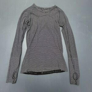 Lululemon Top Women's Small Black Striped Activewear Athletic Stretch Gym Yoga